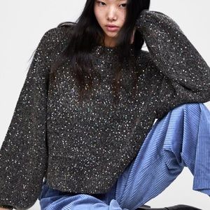 ZARA Gray Sequin Sweater Fall/Winter 2018